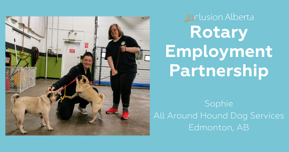 Sophie with a colleague, they are handling two dogs. Rotary Employment Partnership